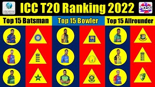 ICC T20 Ranking 2022  Top 15 T20 Batsman Bowler amp Allrounders  T20 Players Ranking 2022 [upl. by Aniram]