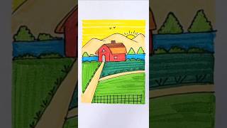 Scenery Drawing Art shorts drawingtutorials [upl. by Nivrek92]