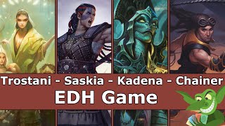 Trostani vs Saskia vs Kadena vs Chainer Nightmare Adept EDH  CMDR game play [upl. by Corron]