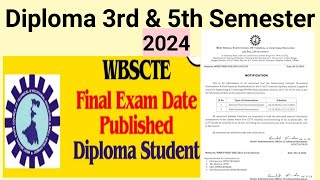 Diploma 3rd amp 5th Semester Exam Notification 2024  Polytechnic Exam Notification 2024 [upl. by Sura]