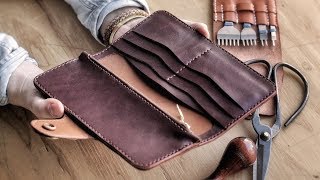 Making a Womens Leather Wallet WITH PATTERN [upl. by Meletius966]