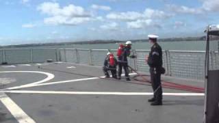 Damage Control Demo on HMNZS Te Kaha  RNZN Open Day 2010 [upl. by Ahsieym422]