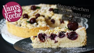 Streuselkuchen mit Marzipan und Kirschen vegan  Thermomix® Rezept TM6 TM5 TM31 [upl. by Aksehcnarf]