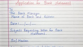 Write an application to the bank manager for bank statement  Application  English  Exams [upl. by Arias17]