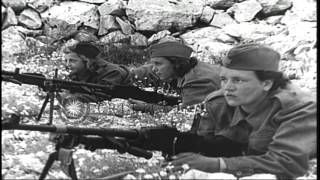 Yugoslav women partisans march in Yugoslavia during World War II HD Stock Footage [upl. by Agni]