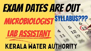 KERALA PSC EXAM DATES ARE OUT NOWKERALA WATER AUTHORITYLAB ASSISTANTMICROBIOLOGIST [upl. by Adnotal]