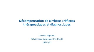 Décompensation de cirrhose [upl. by Ahtreb22]