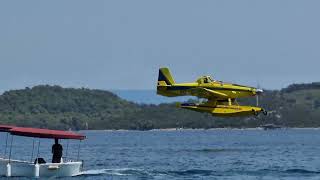 Air Tractor AT802 water scooping Trogir Croatia 282021 [upl. by Odranreb]