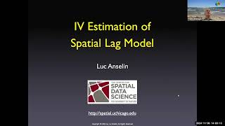 Applied Spatial Regression Analysis  Lecture IV Estimation of Spatial Lag Model [upl. by Oirrad]