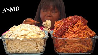 ASMR TOMATO SAUCE amp CHEESY CREAMY ALFREDO SPAGHETTI MUKBANG NO Talking Sticky Eating Sounds Vikky [upl. by Awad]