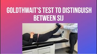 Goldthwaits Test To Distinguish Between SIJ amp Lumbar Spine Pathology  PhysiotherapyKnowledge [upl. by Mitzl994]