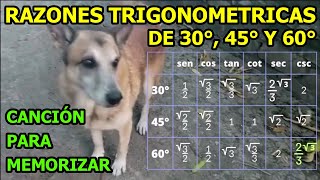 Canción para memorizar razones trigonométricas de 30° 45° y 60° [upl. by Ahsenyt356]