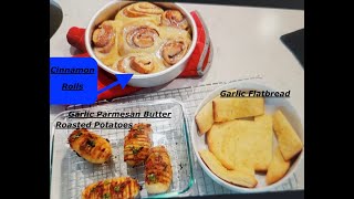 Cooking amp Baking cinnamonrolls roastedpotatoes garlicflatbread baking cooking newrecipes [upl. by Aterg]