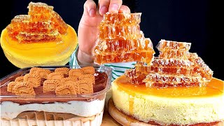 ASMR 통벌꿀집 치즈케이크🍯🧀🎂로투스 티라미수 먹방 Honey Cheese Cake With Lotus Tiramisu MuKBang [upl. by Nanek112]