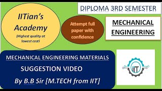 Diploma 3rd Sem ME  Suggestion Video Engineering Materials by BB Sir  IITianquots Academy [upl. by Flam]