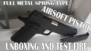 FULL METAL SPRING TYPE AIRSOFT PISTOL C10A UNBOXING AND REVIEW [upl. by Nosyarg]