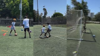 Tyga Trains His Son To Dribble Soccer Ball Around Cones And Many Other Drills [upl. by Iridissa]