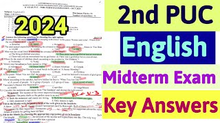 2nd PUC English Midterm Exam Question Paper Key Answers 2024 [upl. by Hartmunn]