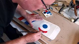 Painting on the Roundels freehand  Nieuport 24 refurbishment [upl. by Simons743]