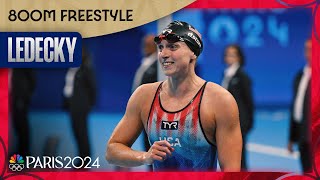 Katie Ledecky takes gold in 800m freestyle for FOURTH STRAIGHT OLYMPICS  Paris Olympics [upl. by Eronaele]