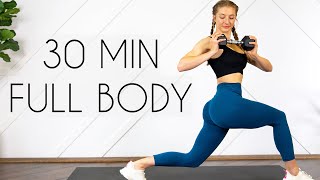 30 min FULL BODY STRENGTH Workout with Weights [upl. by Suoicul]