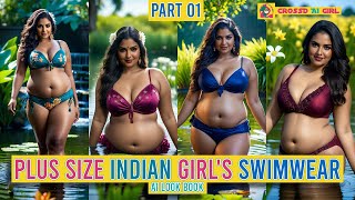 Stunning Plus Size Indian Girls Swimwear Lookbook in a Serene Pond  AI model lookbook Part 01 [upl. by Hedley]