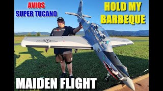 AVIOS Super Tucano 1600mm EPO RC plane 6S power Retracts Flaps amp LED Lights MAIDEN FLIGHT [upl. by Weinreb]