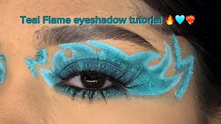 Teal Flame eyeshadow tutorial 🔥🩵❤️‍🔥 [upl. by Shabbir182]