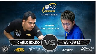 Carlo Biado VS Wu Kun Li ▫️Winner Qualification ▫️Predator World 10 Ball Championship [upl. by Adallard153]