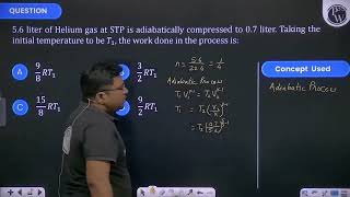 56 liter of helium gas at STP is adiabatically compressed to 07 liter Taking the initial temp [upl. by Sloane]