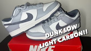 NIKE DUNK LOW LIGHT CARBON ON FOOT REVIEW THESE ARE SIMPLE AND DAILY WEAR ALL YEAR LONG [upl. by Ydak]