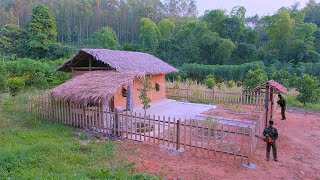 90 Days build bamboo houses fences bamboo tables and chairs flower park [upl. by Merp458]