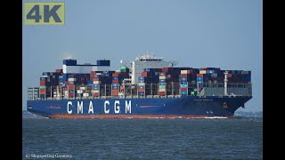 CMA CGM ZHENG HE  Shipspotting Germany 🇩🇪 IMO 9706906  River Elbe near Otterndorf  4K VIDEO [upl. by Tann532]