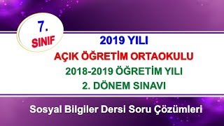 2019 Yılı AçıkÖğretim Ortaokulu  7Sınıf Sosyal Bilgiler Soru ve Çözümleri [upl. by Assennav814]