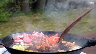 Fatty Pork Fried Rice【Cast Iron Skillet】 [upl. by Adnimra]