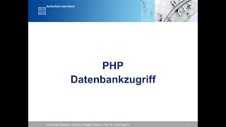 PHP Datenbankzugriff [upl. by Nanaek888]