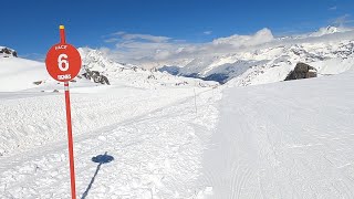 Skiing RED RUN called FACE with 10 year old son falling at end  Tignes Apr 2023 [upl. by Blount]