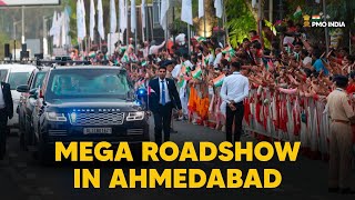 PM Narendra Modi holds a mega roadshow in Ahmedabad [upl. by Akirdnas]