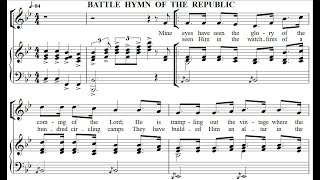 BATTLE HYMN OF THE REPUBLIC Sheet Music PlayampSing Along Lyrics Playback Line Backing Track [upl. by Chaworth903]