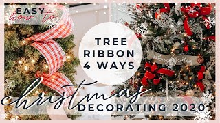 HOW TO PUT RIBBON ON A CHRISTMAS TREE  4 EASY RIBBON TUTORIALS [upl. by Eelana]