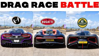 FH5 ULTIMATE DRAG RACE  Hennessey Venom F5 Vs Bugatti Chiron Vs Lotus Evija [upl. by Eiser]