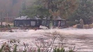 Major floodingvery high tide Brodick Golf CourseFishermans Walk Arrandavetheraverovingtherock [upl. by Dunning]