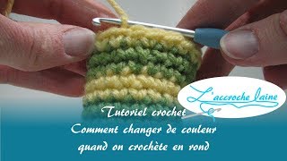 Comment changer de couleur quand on crochète en rond [upl. by Klepac]