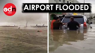 Dubai Flooding Airport UNDERWATER After Huge Storms Hit Middle East [upl. by Kcireddor]