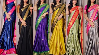 Aura mercerised Cotton silk sarees with border [upl. by Adai]