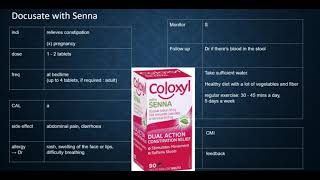 Constipation Docusate with Senna pharmacy nursing medical OSCE pharmullary counselling OSCE [upl. by Evaleen]