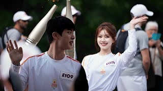 jin bts brother gives pleasant statement regarding video of jin carrying torch at paris olympics [upl. by Nnyloj]