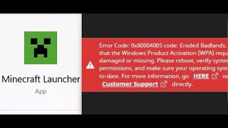 Fix Minecraft Launcher Error Code 0x80004005 Code Eroded Badlands On PC [upl. by Rosalynd]