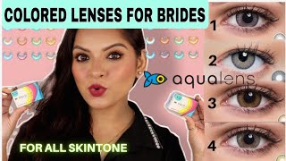 AQUALENS COLOR LENSES FOR BRIDES  COLORED CONTACT LENS ON INDIAN SKIN [upl. by Bria100]