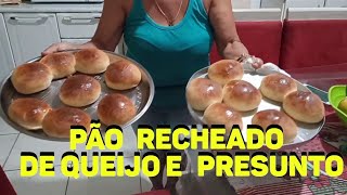 RECEITA DE PÃO RECHEADO DE QUEIJO E PRESUNTO PASSO A PASSO [upl. by Pelage]